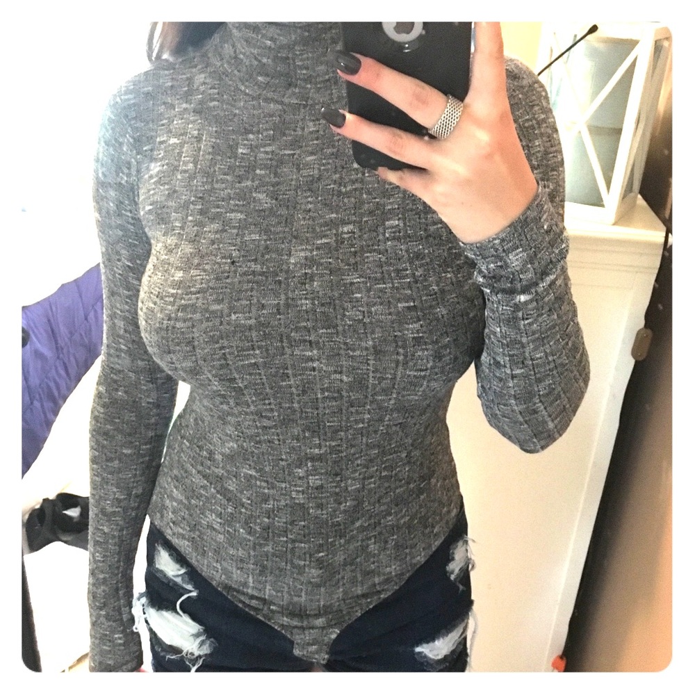 Grey turtle neck bodysuit